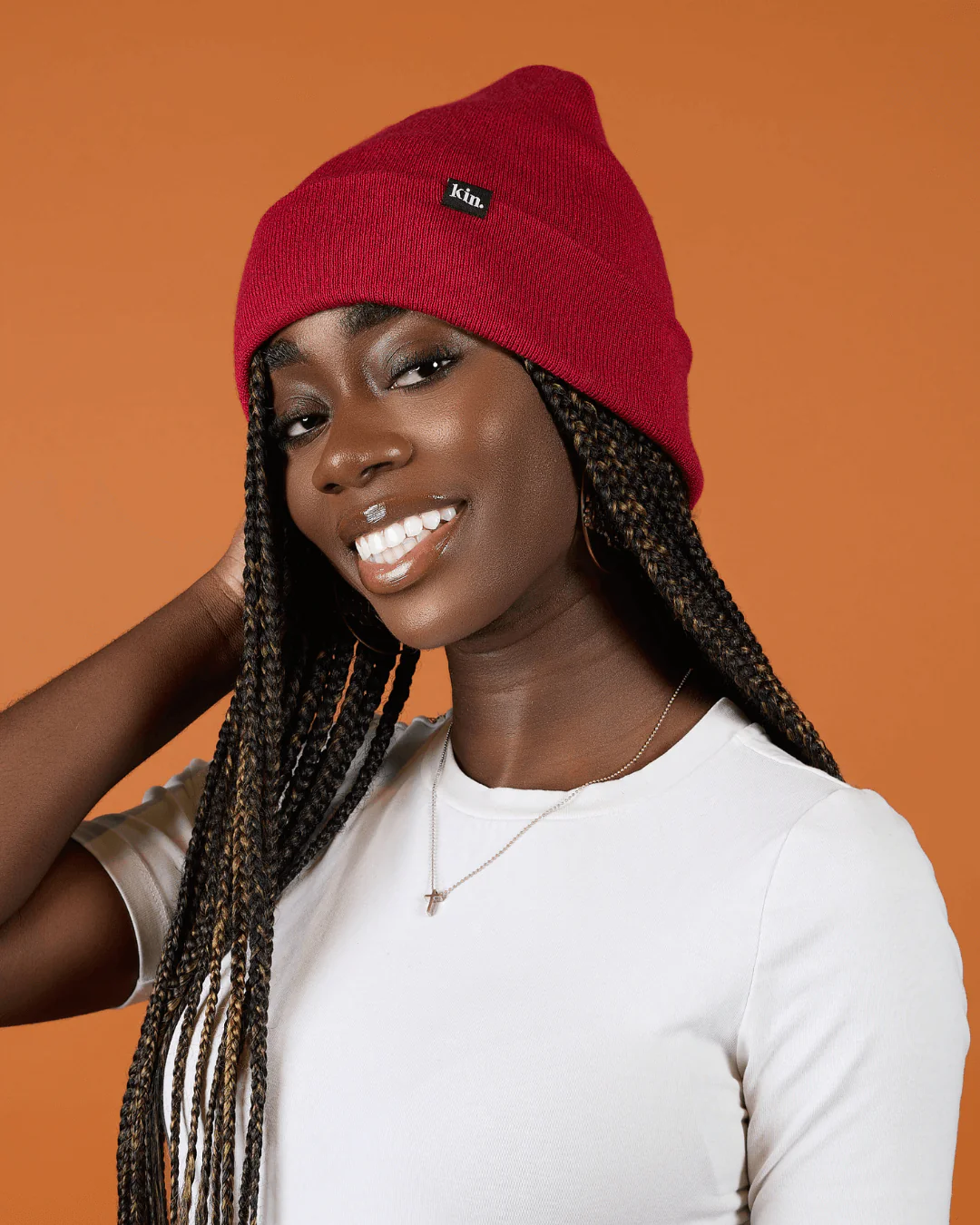 Red Jersey Satin Lined Beanie 2 Red Jersey Satin Lined Beanie