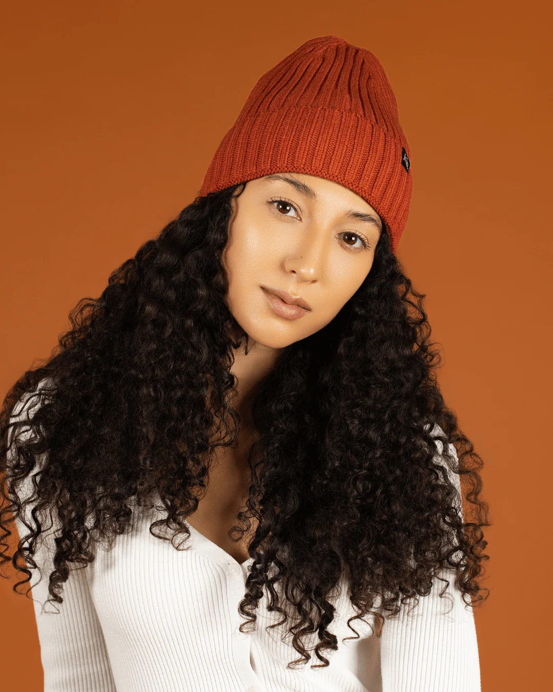 Rusty Orange Stripe Satin Lined Beanie 2 Rusty Orange Stripe Satin Lined Beanie