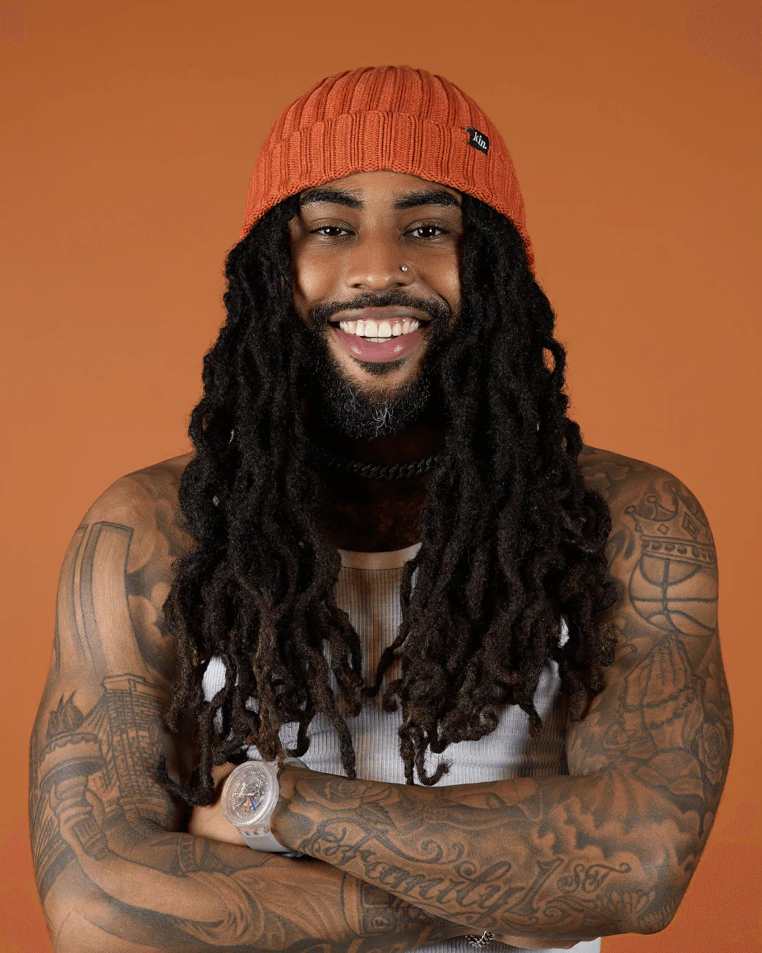 Rusty Orange Stripe Satin Lined Beanie 3 Rusty Orange Stripe Satin Lined Beanie