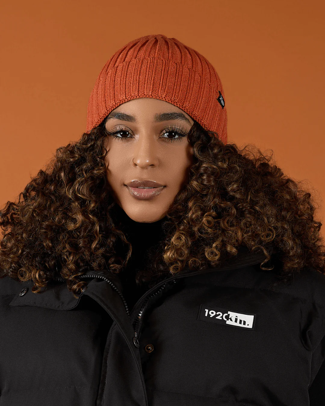 Rusty Orange Stripe Satin Lined Beanie 4 Rusty Orange Stripe Satin Lined Beanie