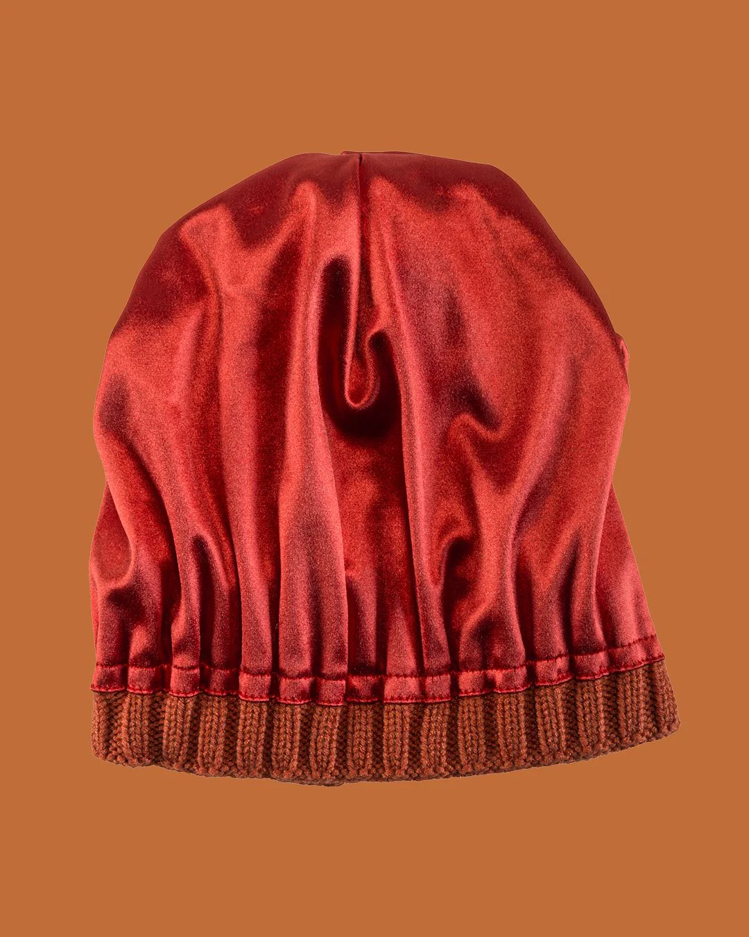 Rusty Orange Stripe Satin Lined Beanie 6 Rusty Orange Stripe Satin Lined Beanie