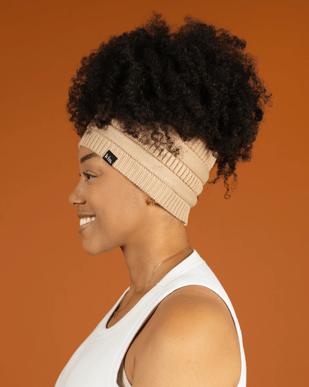 Tan Satin Lined Puff Beanie 2 Tan Satin Lined Puff Beanie
