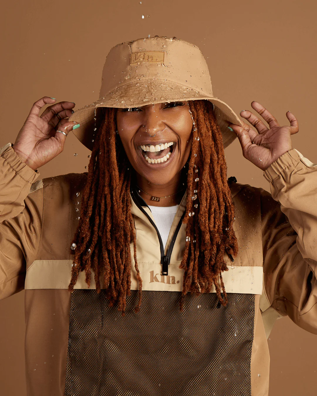 Tan Waterproof Satin Lined Bucket Hat