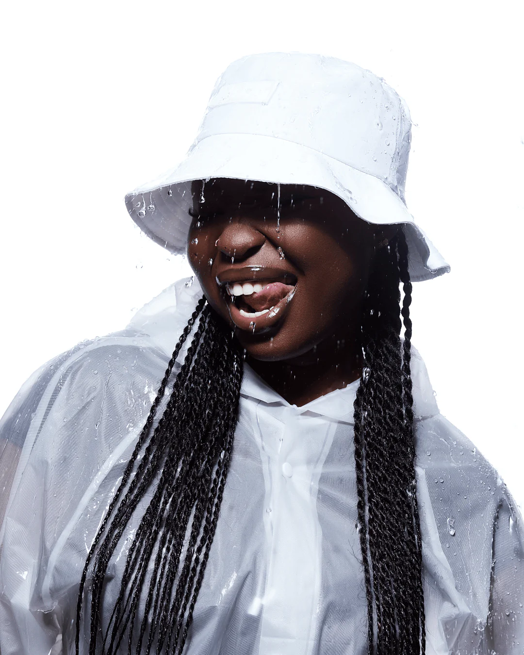 White Waterproof Satin Lined Bucket Hat