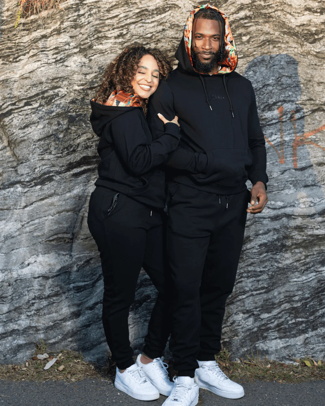 Black Kente Thin Pullover Set