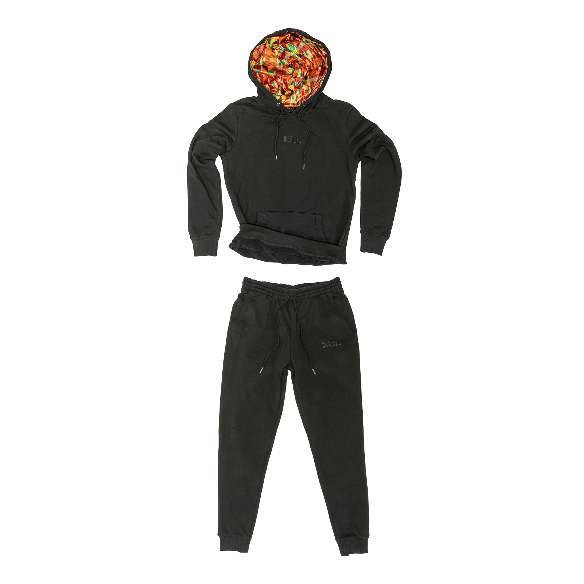 Black Kente Thin Pullover Set