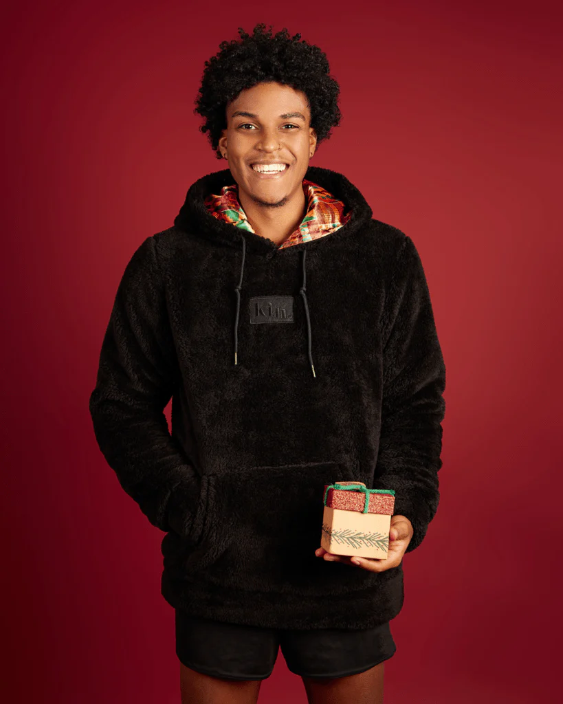 Black Kente Thin Teddy Satin Lined Hoodie 6 Black Kente Thin Teddy Satin Lined Hoodie