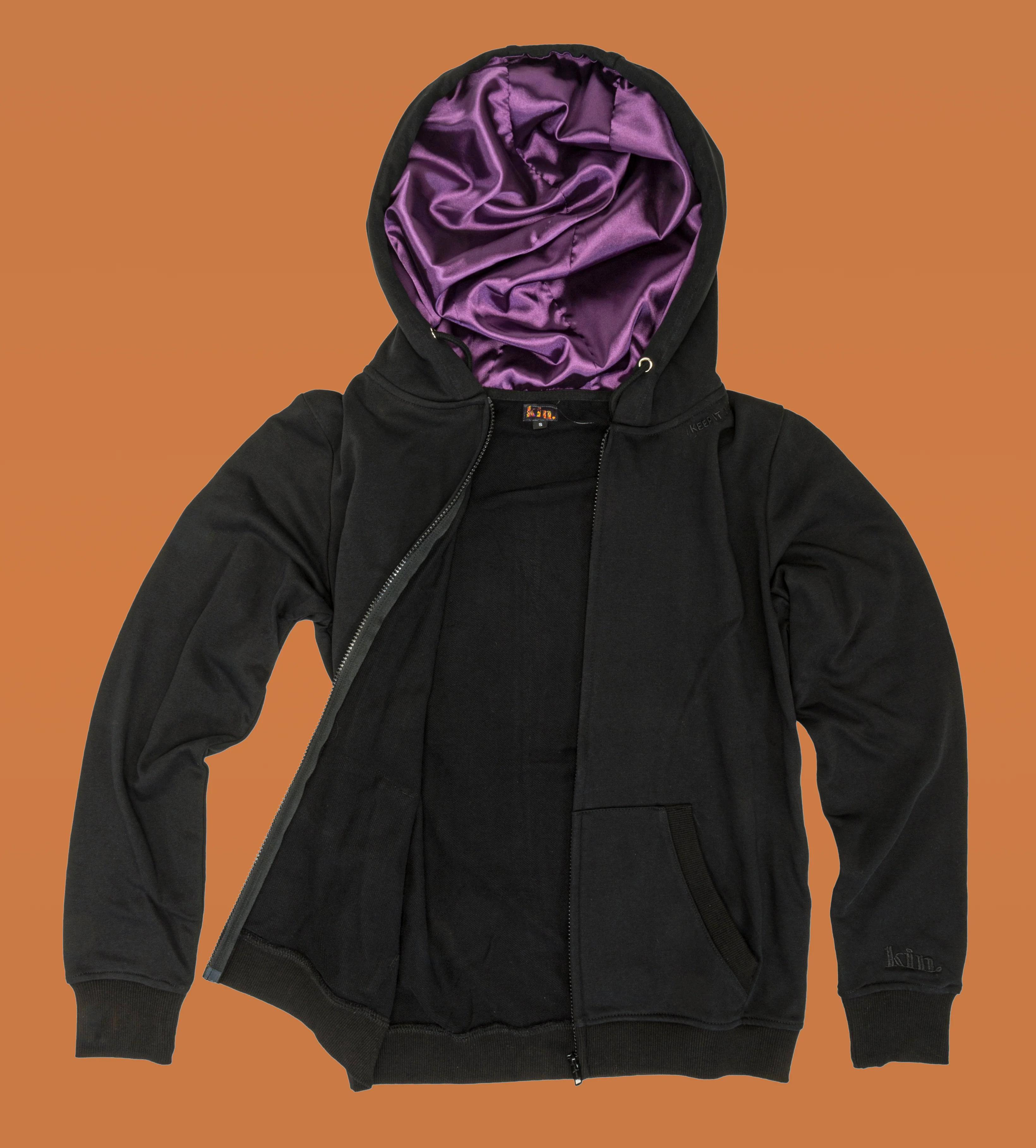 Black Royalty Thin Satin Lined Zip Up Hoodie 7 Black Royalty Thin Satin Lined Zip Up Hoodie