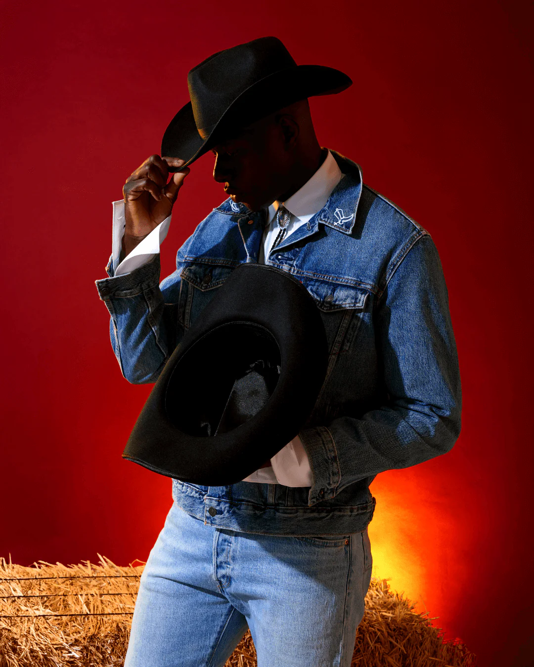 Black Satin Lined Cowboy Hat