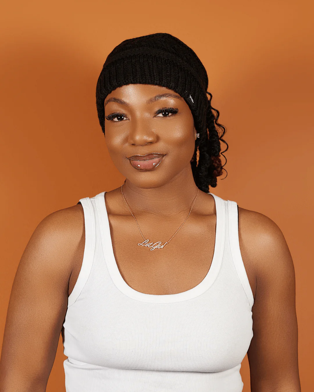 Black Satin Lined Ponytail Beanie