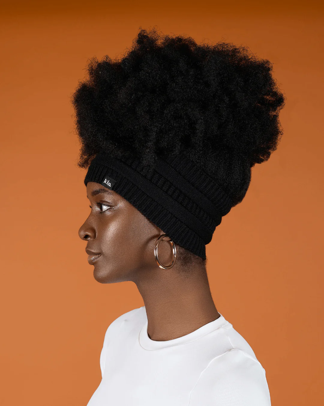 Black Satin Lined Puff Beanie