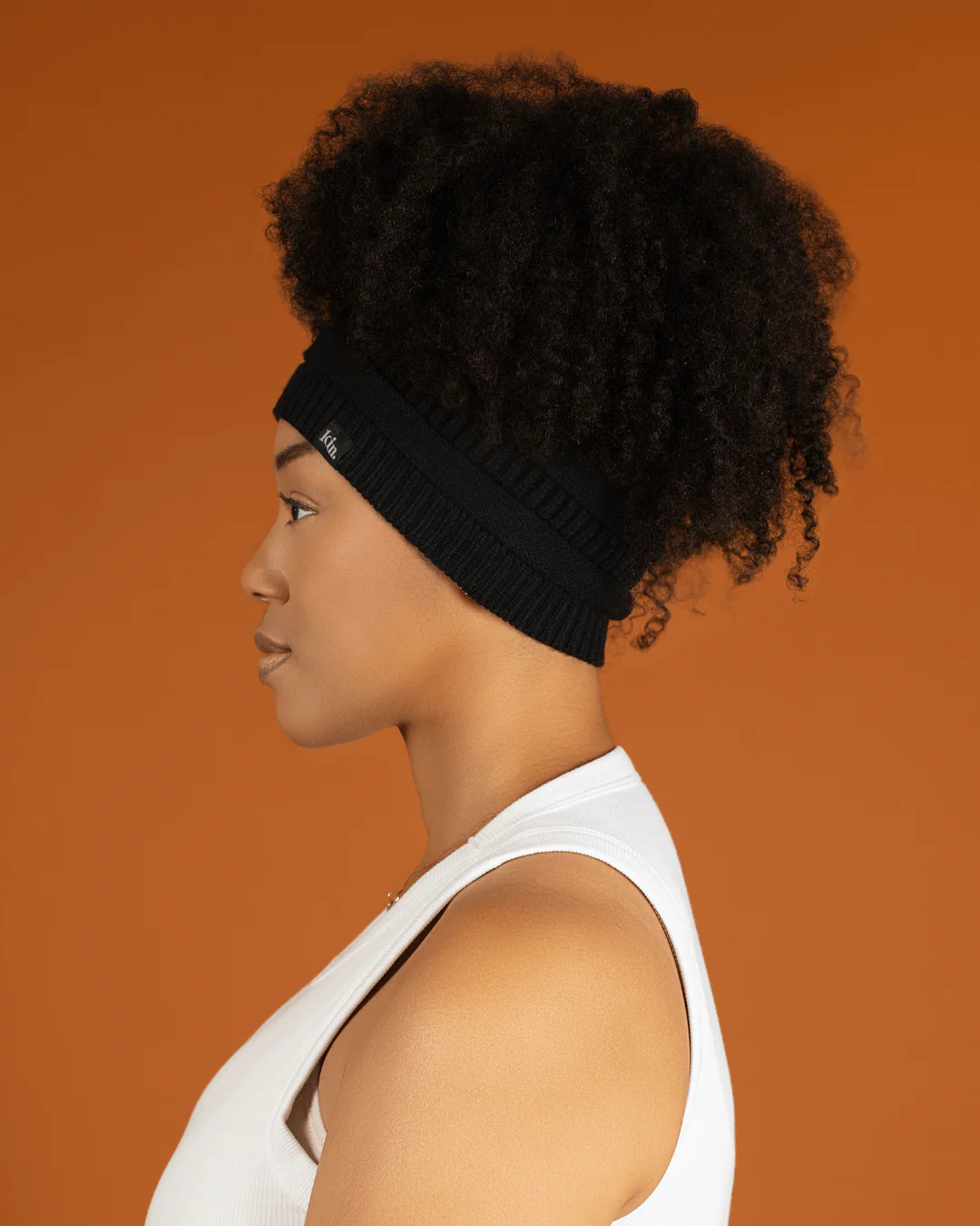 Black Satin Lined Puff Beanie 4 Black Satin Lined Puff Beanie