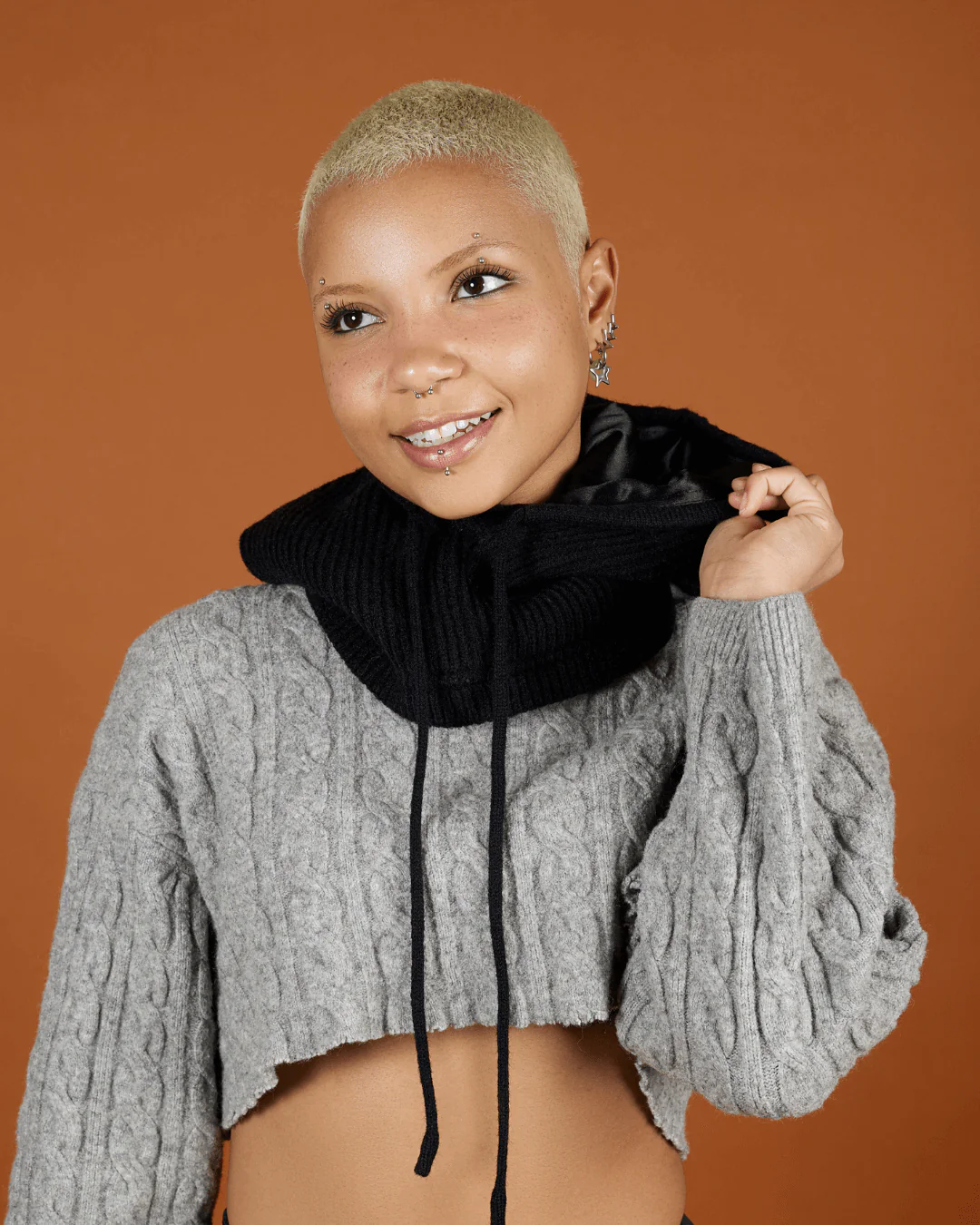 Black Satin Lined Snood