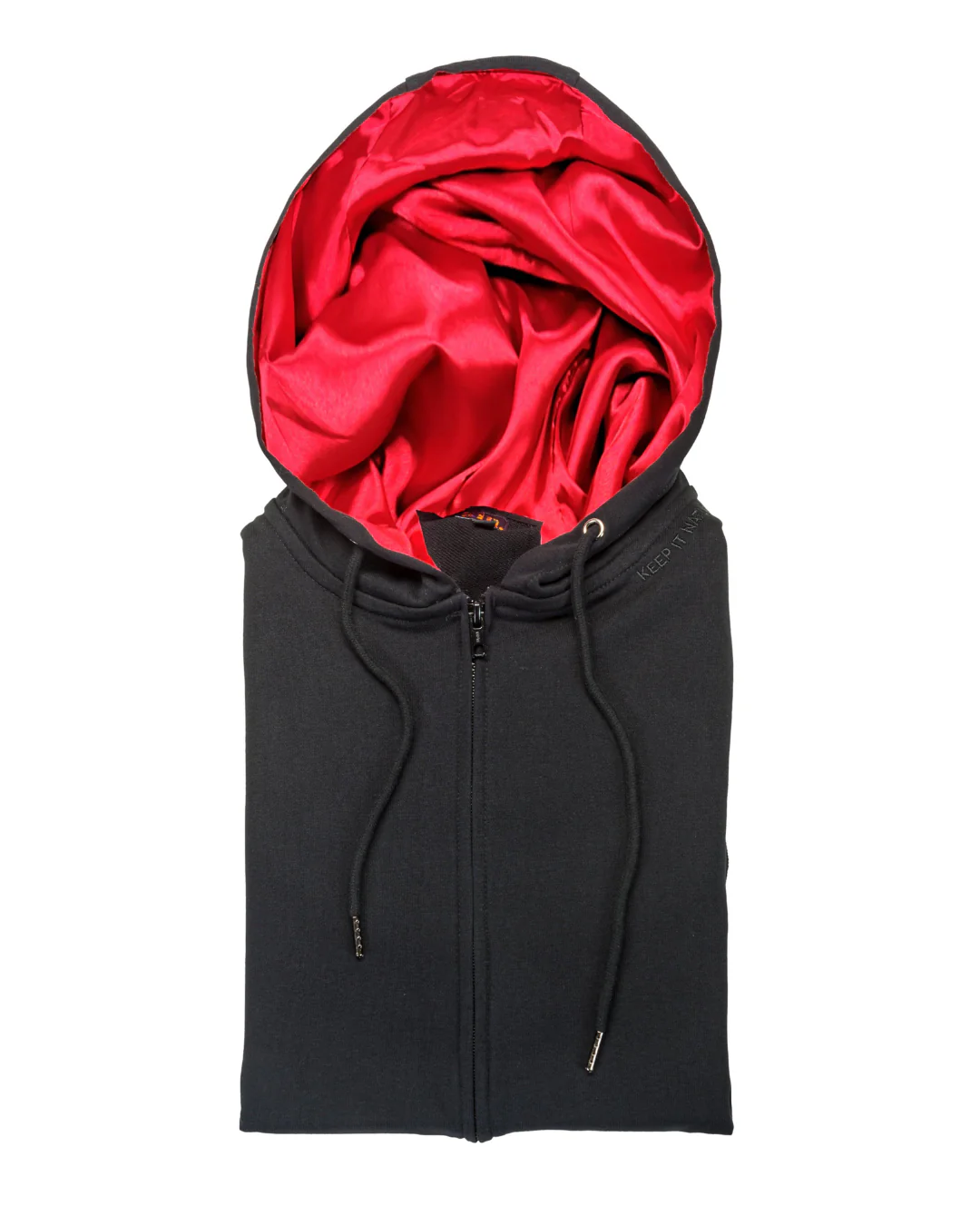 Black Scarlet Thin Satin Lined Zip Up Hoodie