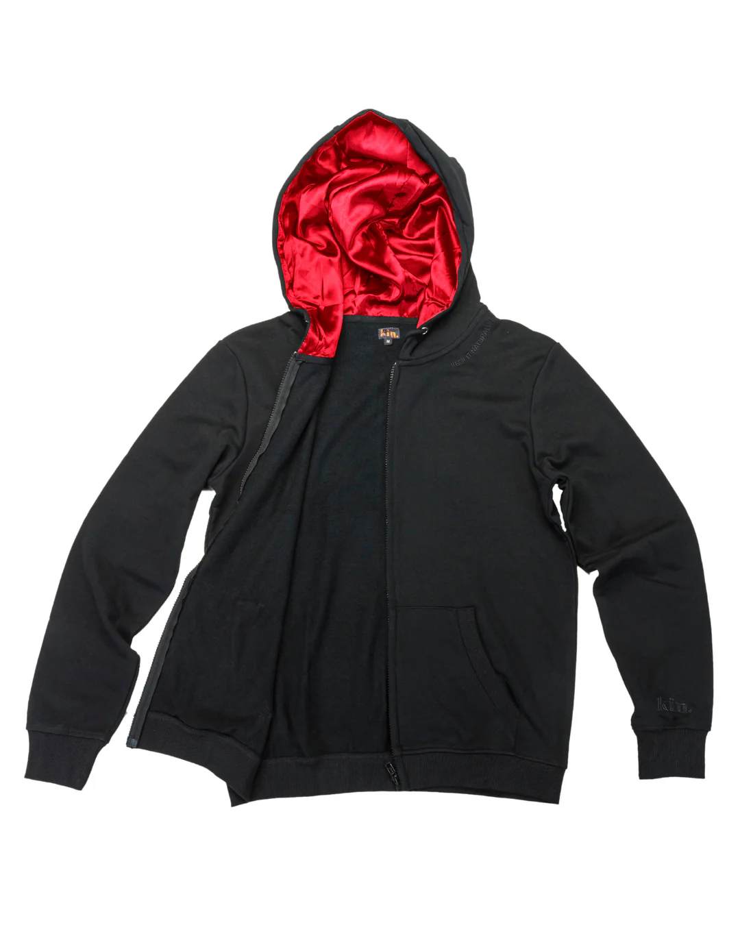 Black Scarlet Thin Satin Lined Zip Up Hoodie