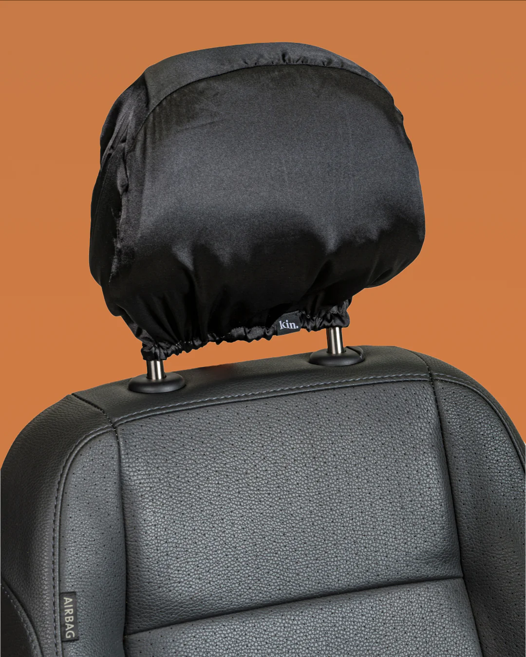 Grey Satin Car Headrest Cover (Pack of 2)