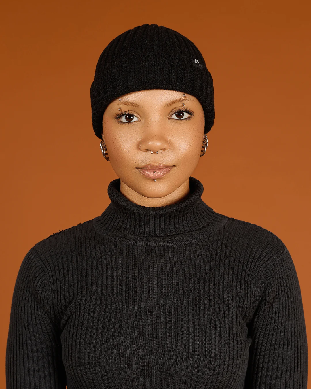 Black Short Satin Lined Beanie
