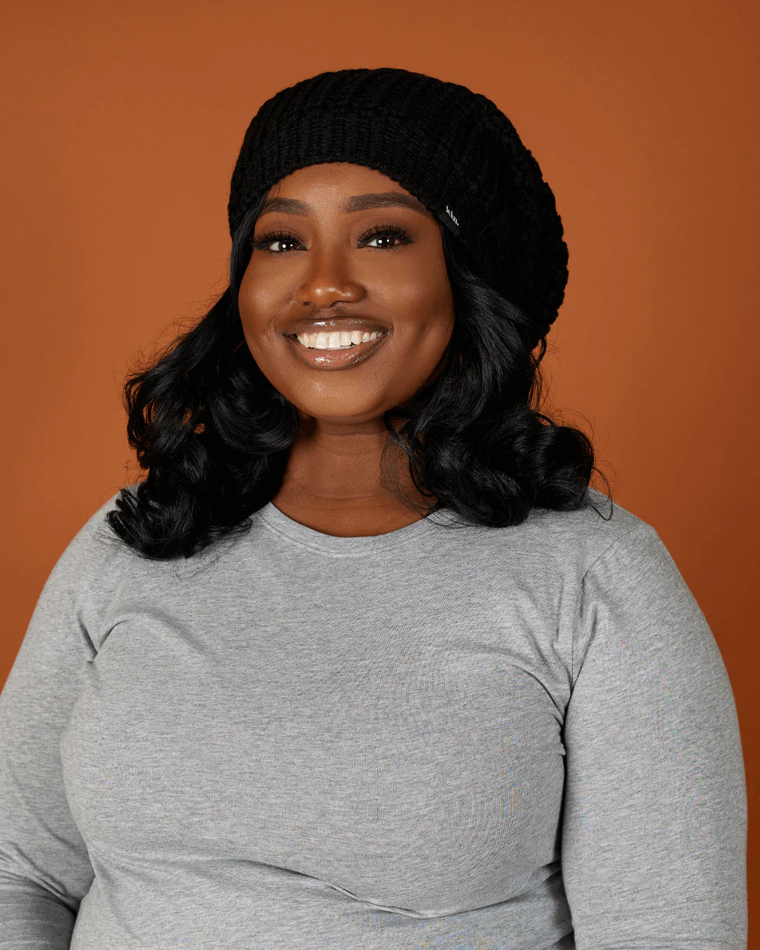 Black Slouch Satin Lined Beanie
