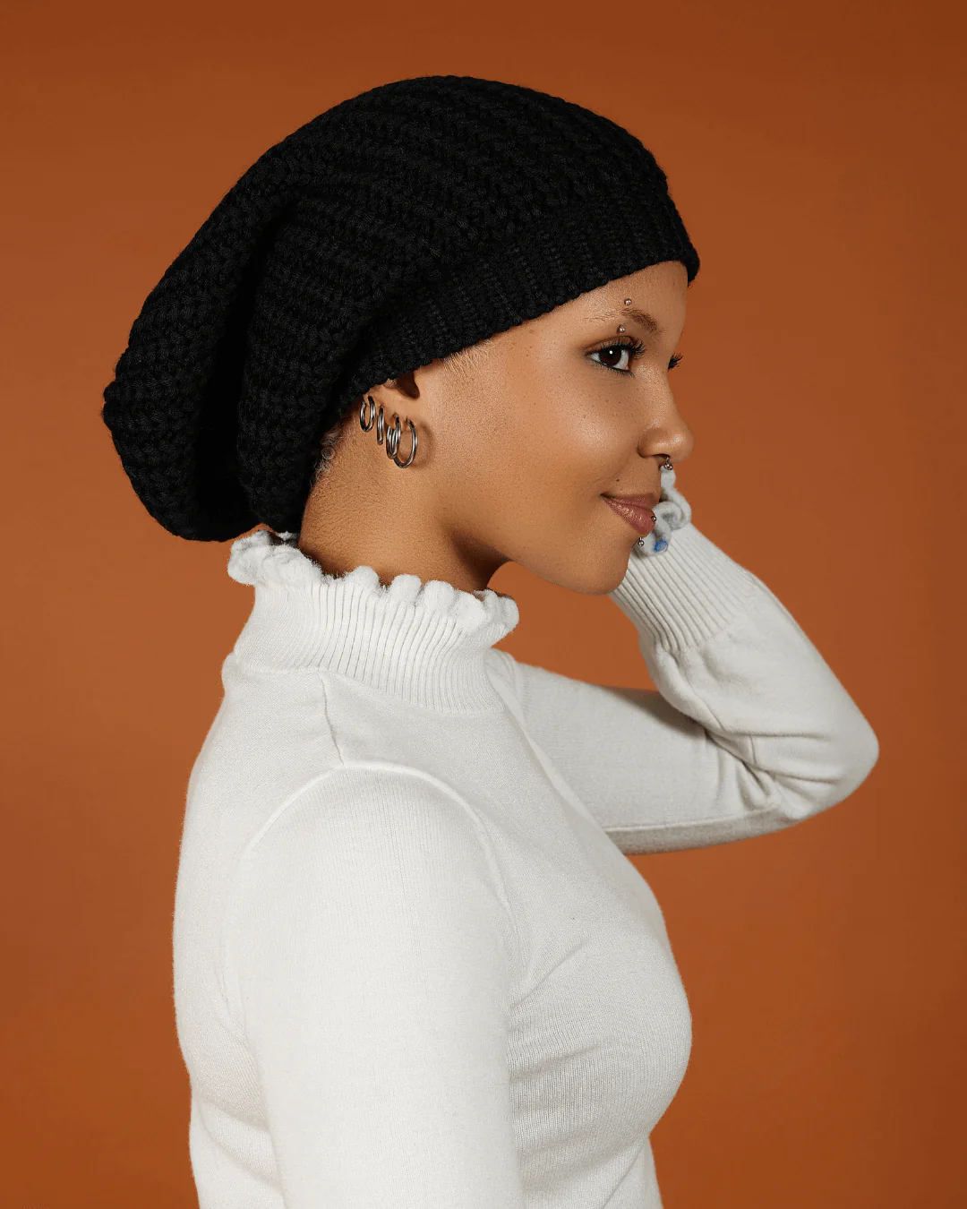 Black Slouch Satin Lined Beanie