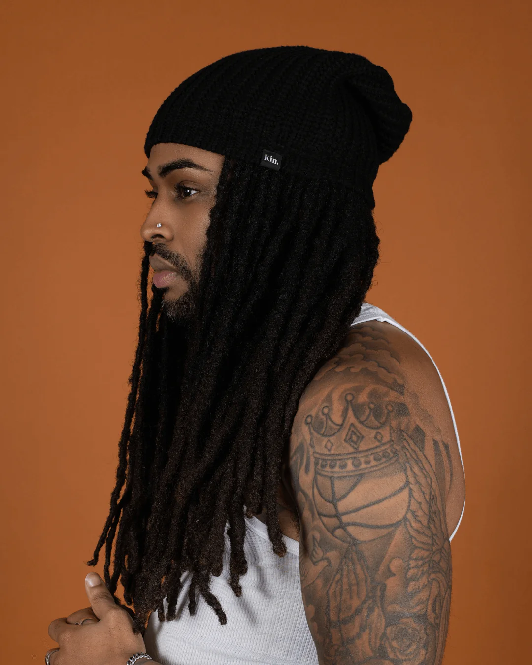 Black Slouch Satin Lined Beanie