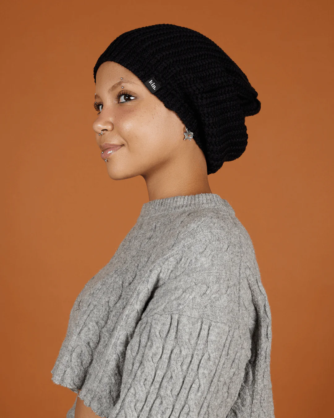 Black Slouch Satin Lined Beanie
