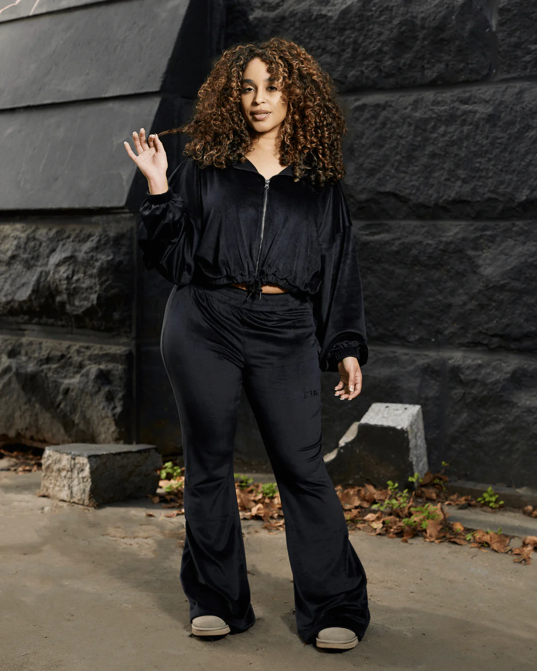 Black Velour Satin Lined Crop Zip Up Hoodie 4 Black Velour Satin Lined Crop Zip Up Hoodie