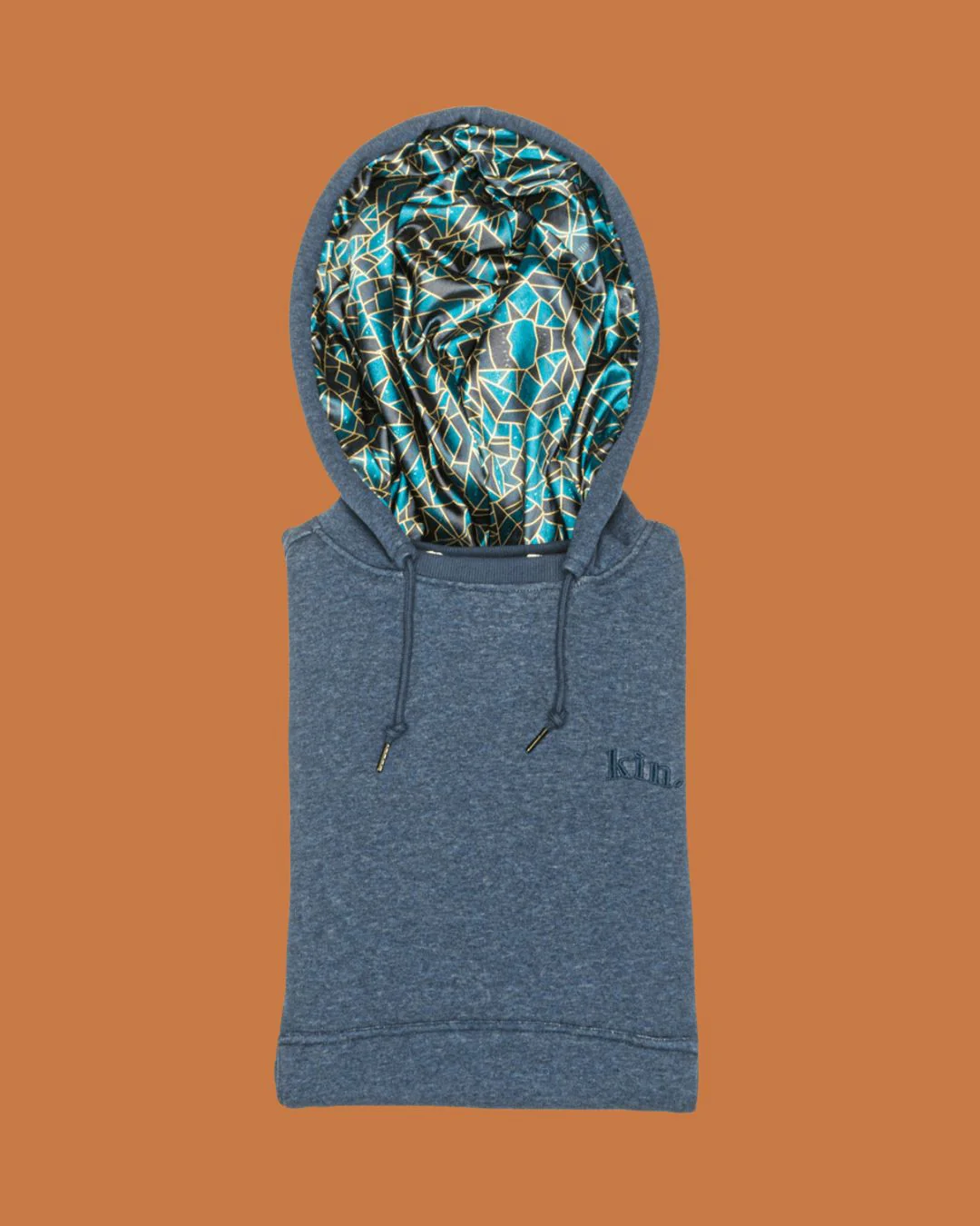 Blue Geo Thick Satin Lined Hoodie