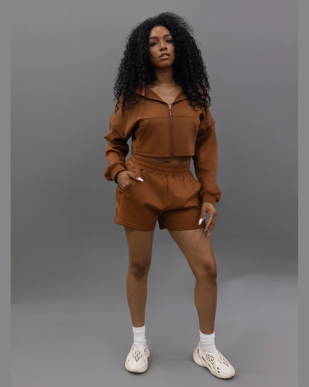 Brown Convertible Zip Up Satin Lined Hoodie 12 Brown Convertible Zip Up Satin Lined Hoodie