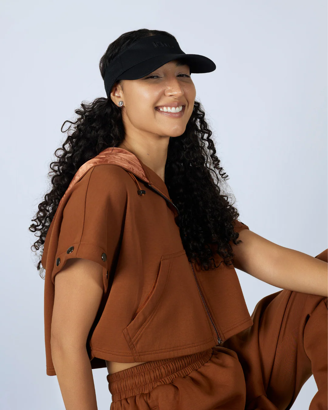 Brown Convertible Zip Up Satin Lined Hoodie 3 Brown Convertible Zip Up Satin Lined Hoodie