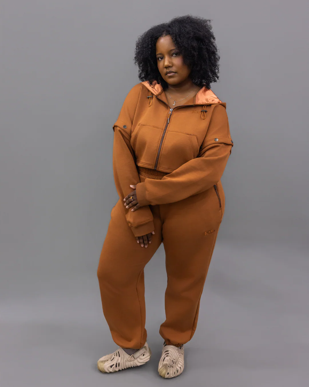 Brown Convertible Zip Up Satin Lined Hoodie 8 Brown Convertible Zip Up Satin Lined Hoodie