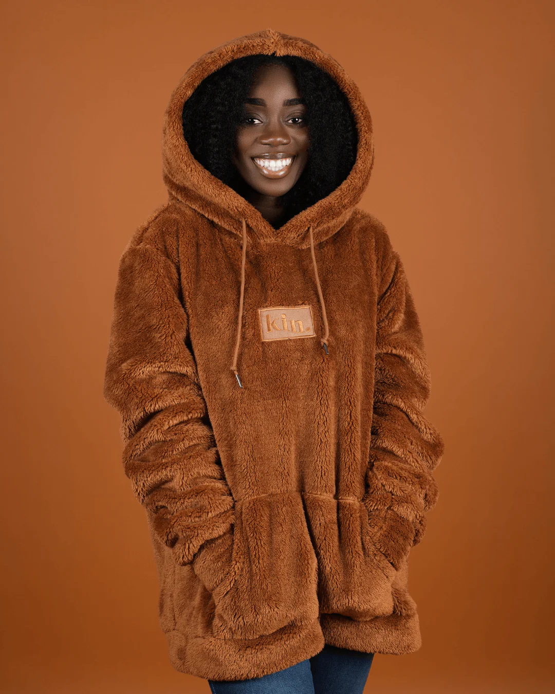 Brown Sugar Thin Teddy Satin Lined Hoodie