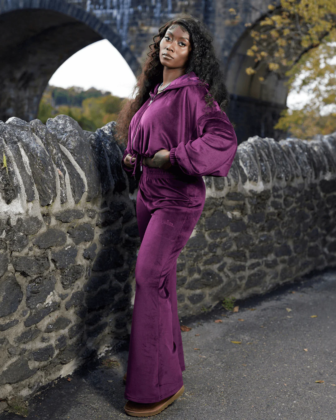 Burgundy Velour Satin Lined Crop Zip Up Hoodie 5 Burgundy Velour Satin Lined Crop Zip Up Hoodie