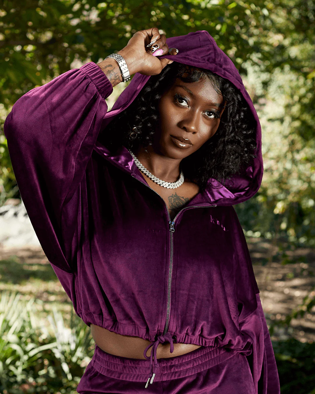 Burgundy Velour Satin Lined Crop Zip Up Hoodie 9 Burgundy Velour Satin Lined Crop Zip Up Hoodie