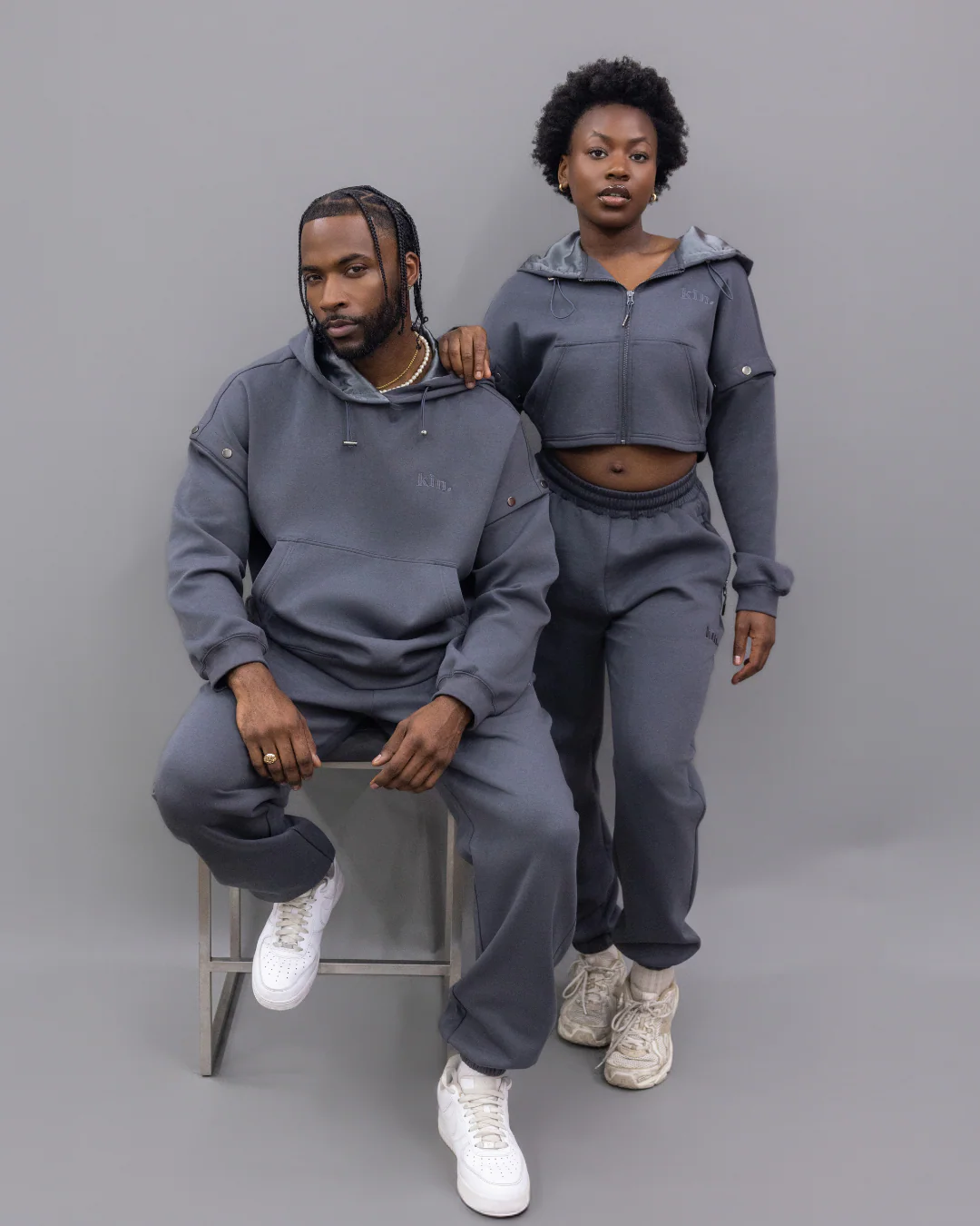 Charcoal Grey Convertible Pullover Satin Lined Hoodie 16 Charcoal Grey Convertible Pullover Satin Lined Hoodie