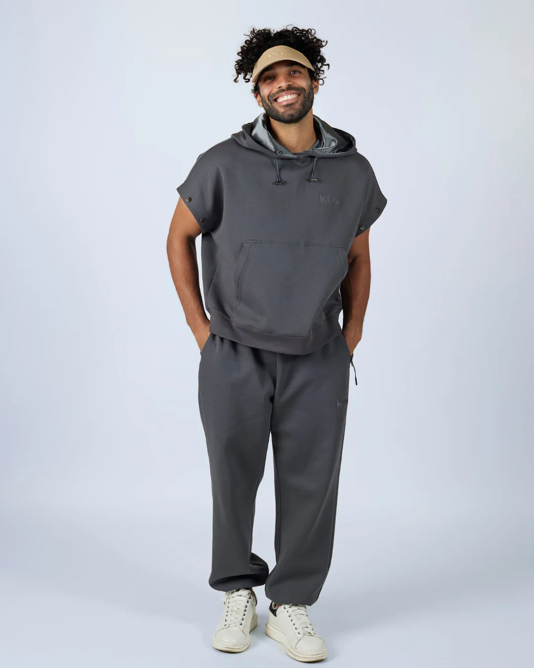 Charcoal Grey Convertible Pullover Satin Lined Hoodie 5 Charcoal Grey Convertible Pullover Satin Lined Hoodie