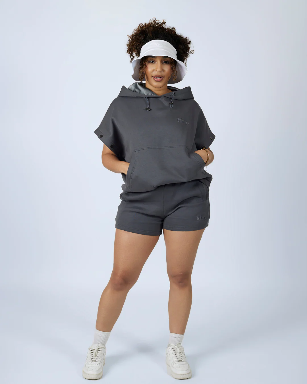 Charcoal Grey Convertible Pullover Satin Lined Hoodie 7 Charcoal Grey Convertible Pullover Satin Lined Hoodie