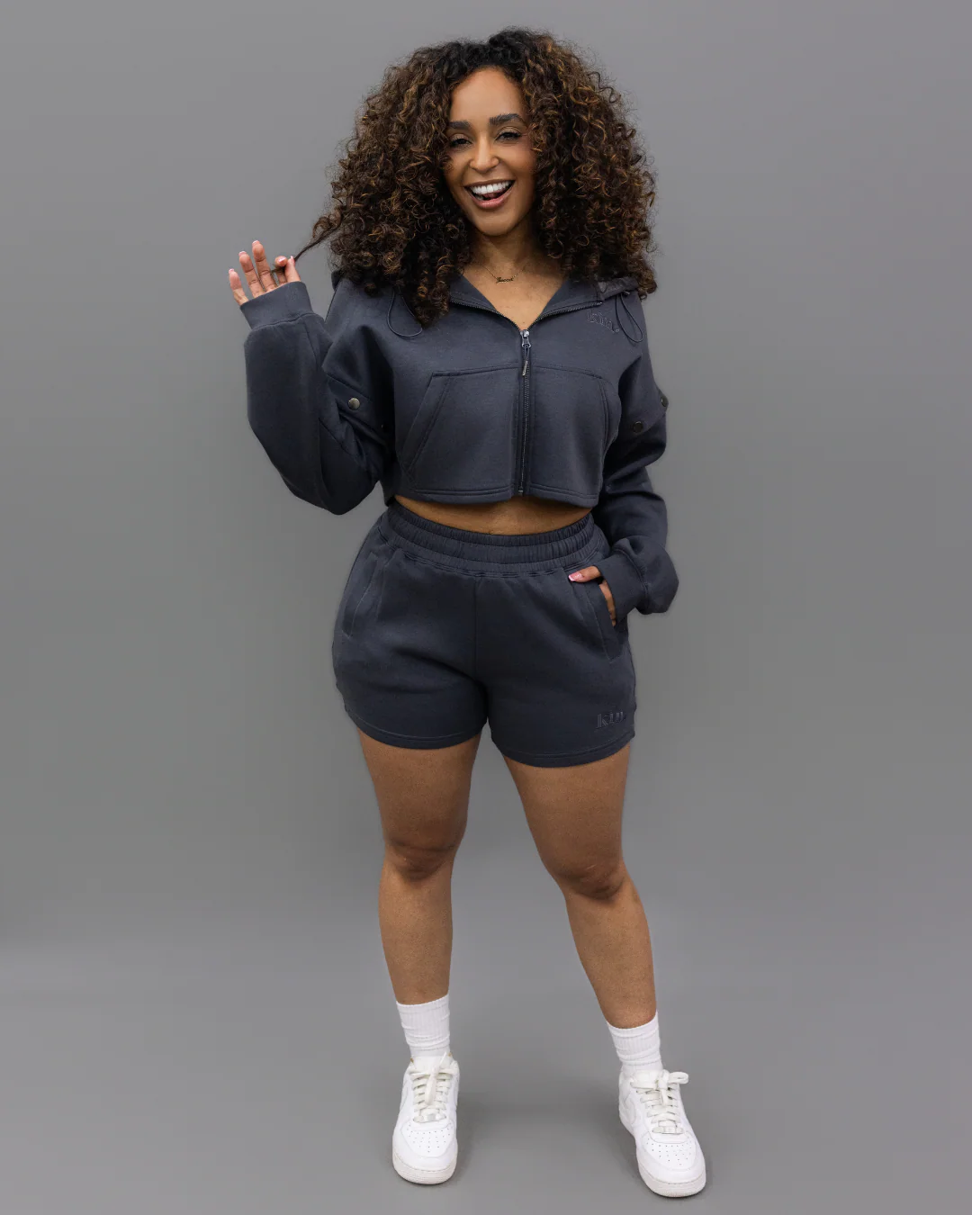Charcoal Grey Convertible Zip Up Satin Lined Hoodie 12 Charcoal Grey Convertible Zip Up Satin Lined Hoodie