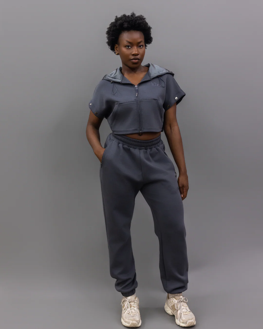 Charcoal Grey Convertible Zip Up Satin Lined Hoodie 15 Charcoal Grey Convertible Zip Up Satin Lined Hoodie