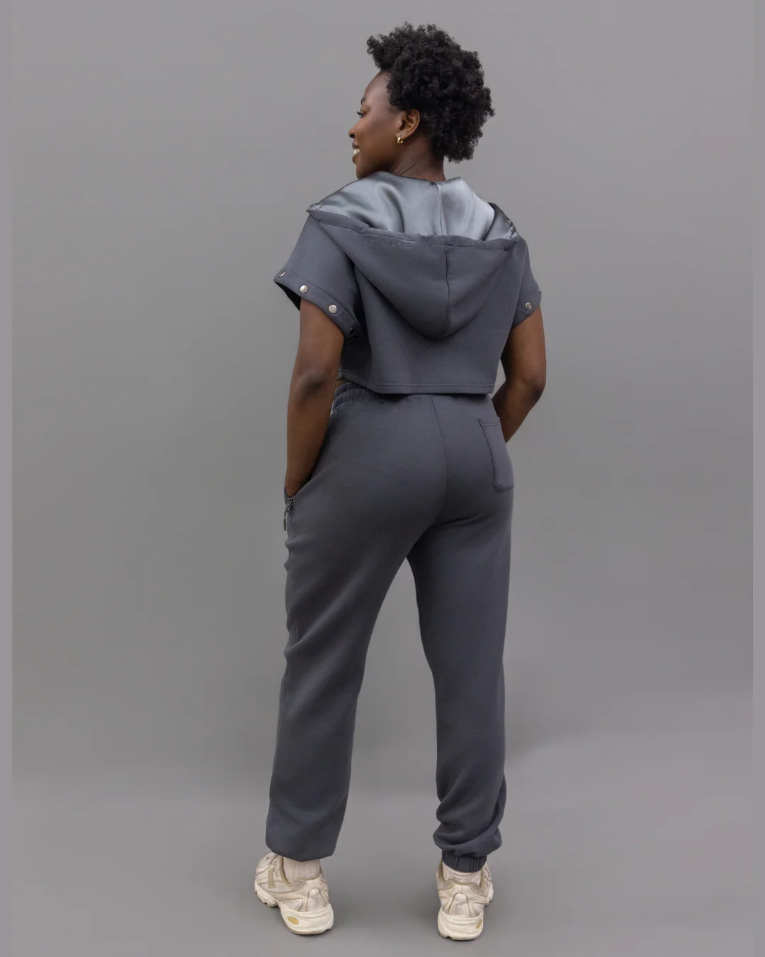 Charcoal Grey Convertible Zip Up Satin Lined Hoodie 17 Charcoal Grey Convertible Zip Up Satin Lined Hoodie