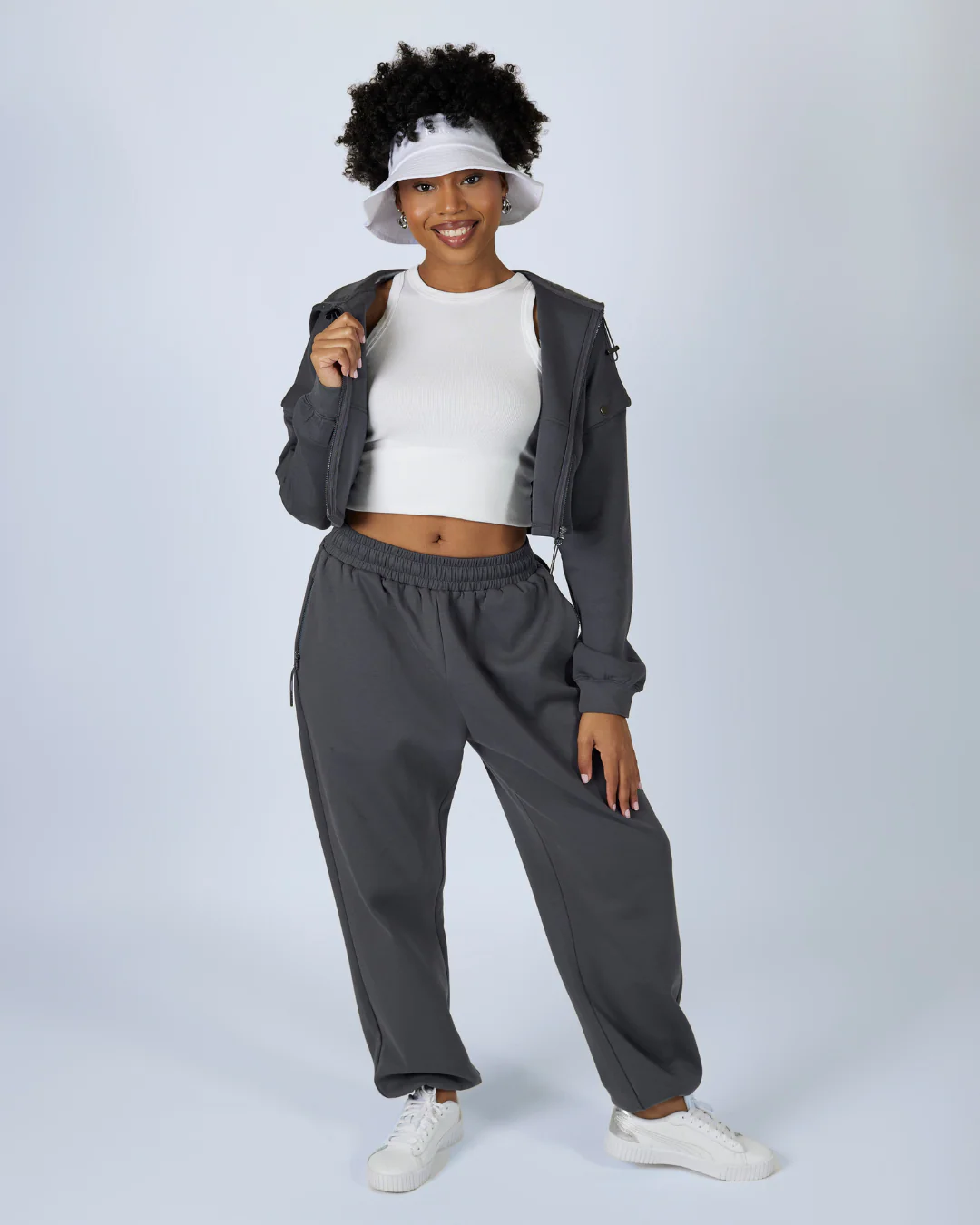 Charcoal Grey Convertible Zip Up Satin Lined Hoodie 4 Charcoal Grey Convertible Zip Up Satin Lined Hoodie