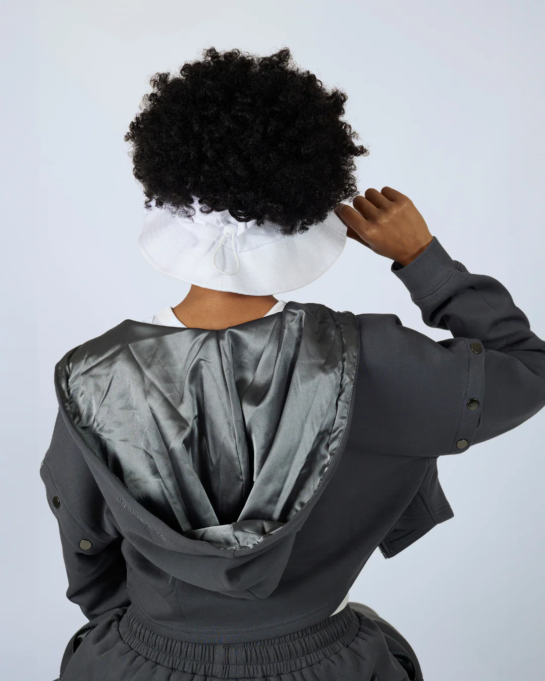 Charcoal Grey Convertible Zip Up Satin Lined Hoodie 6 Charcoal Grey Convertible Zip Up Satin Lined Hoodie
