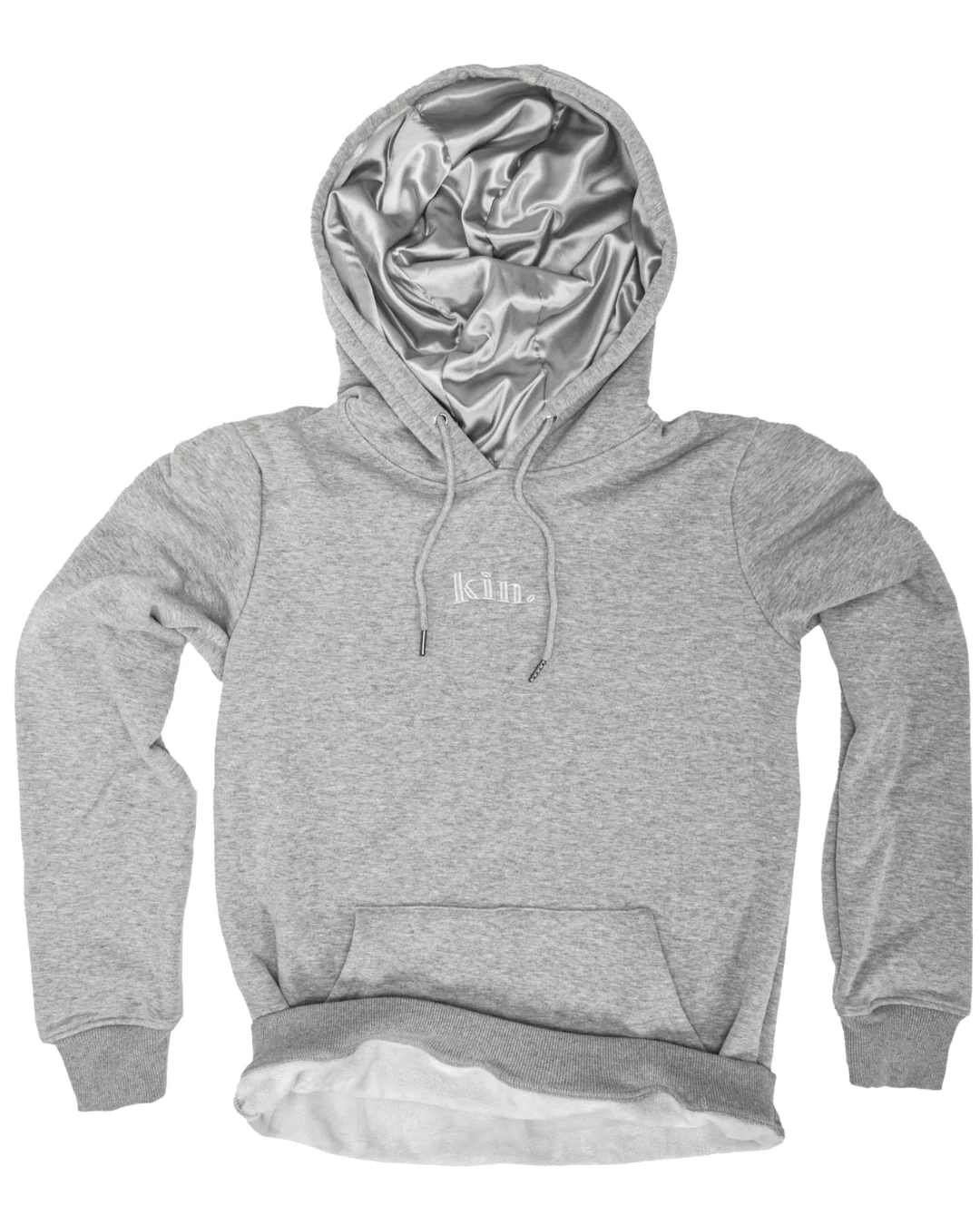 Chrome Grey Thick Satin Lined Hoodie
