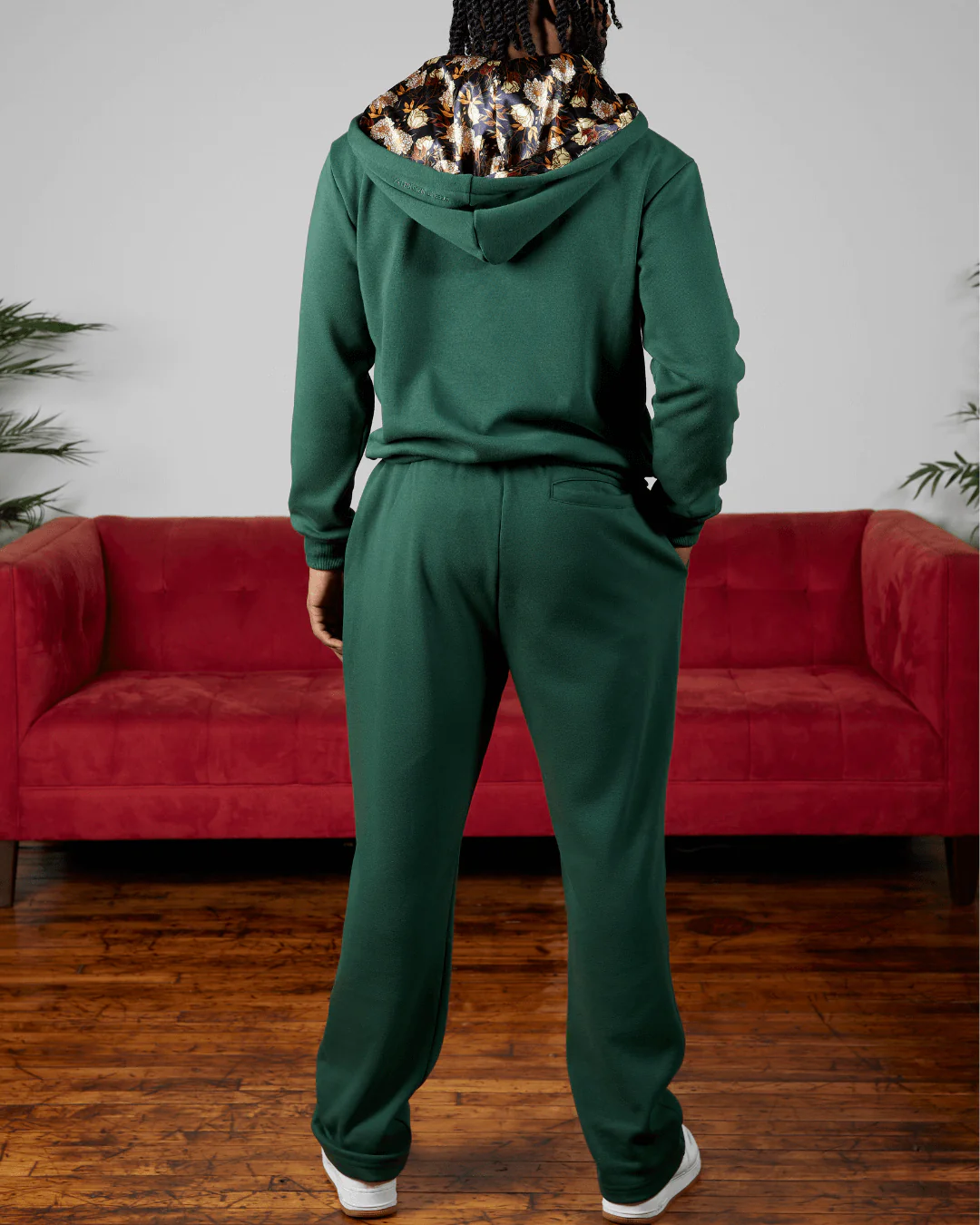 Green Floral Thick Satin Lined Hoodie 9 Green Floral Thick Satin Lined Hoodie