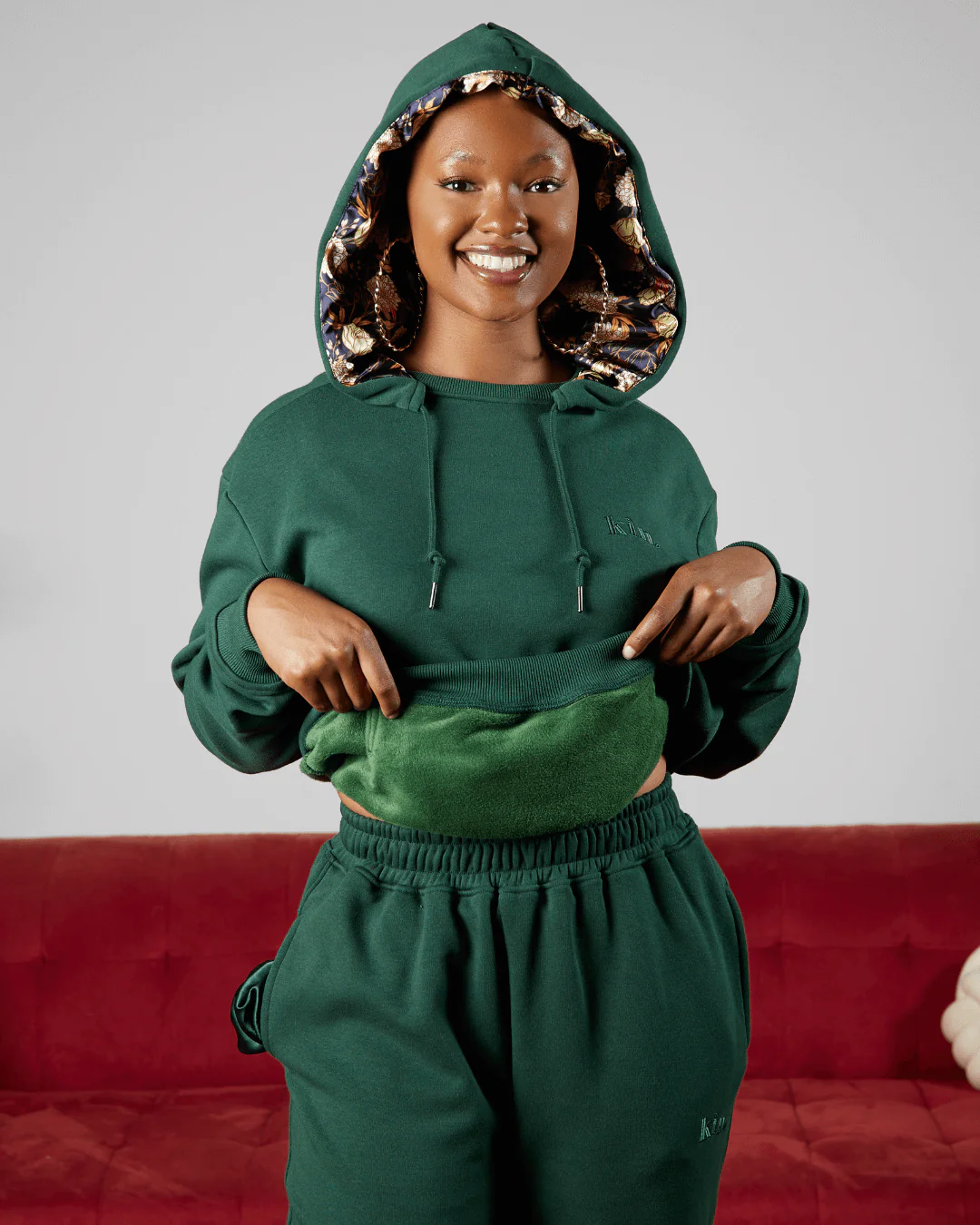 Green Thick Straight Leg Pants