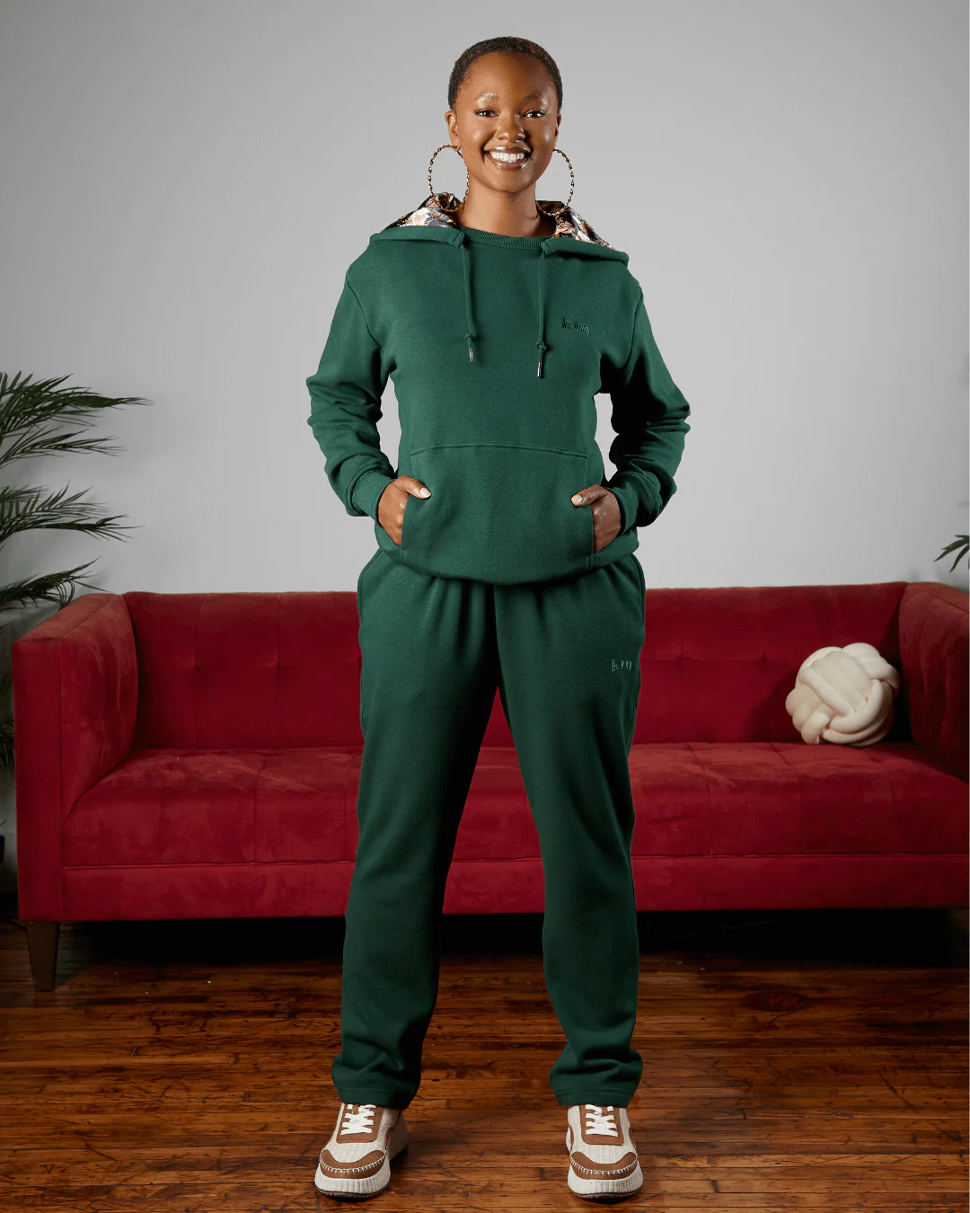 Green Thick Straight Leg Pants