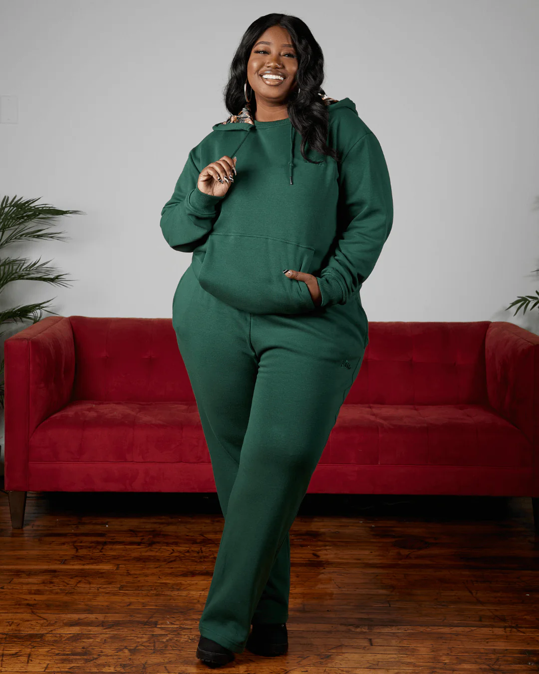 Green Thick Straight Leg Pants