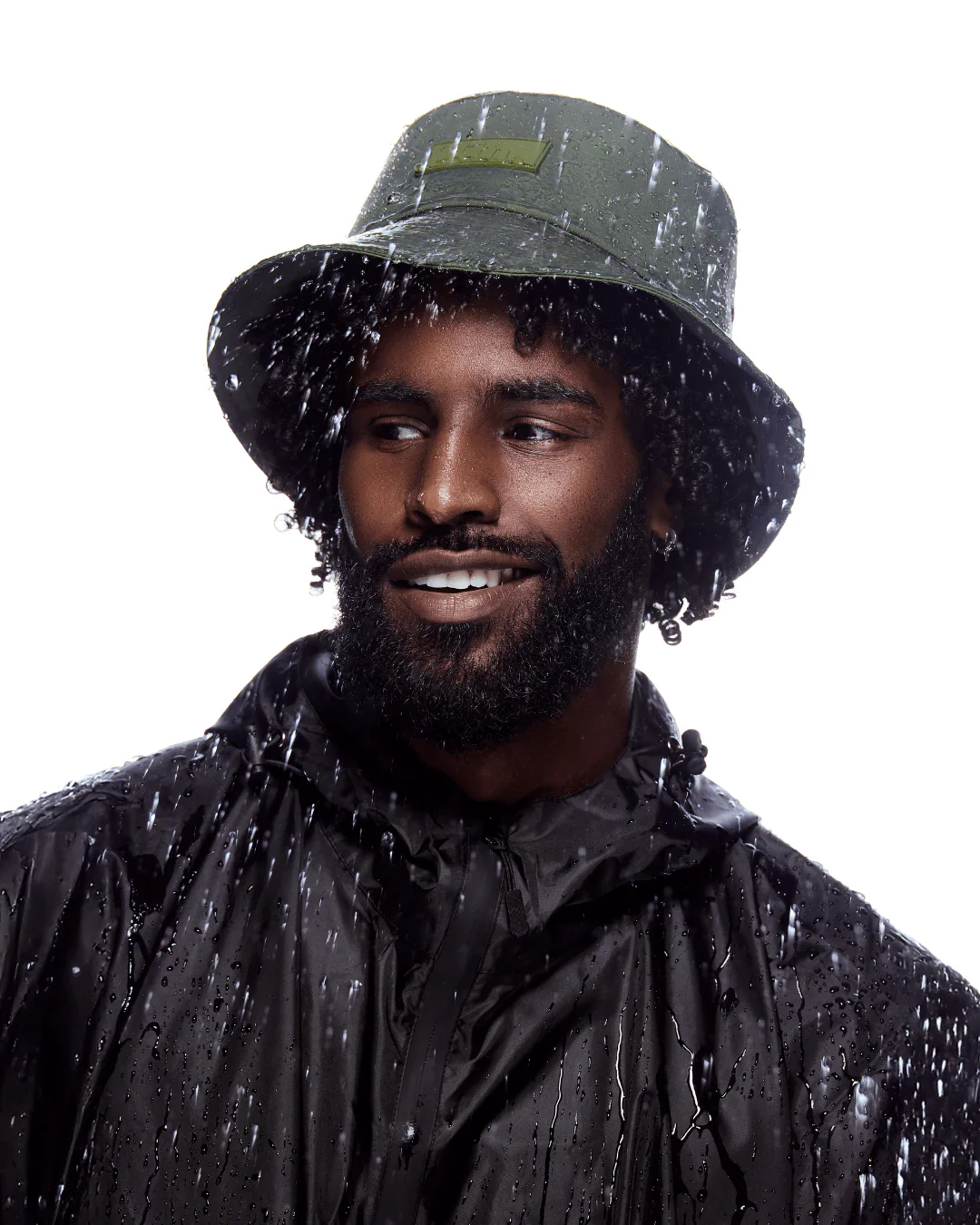 Green Waterproof Satin Lined Bucket Hat