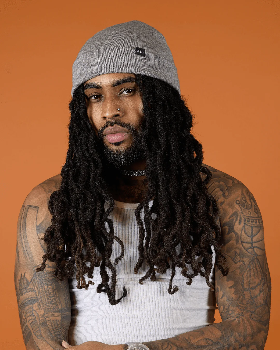Grey Jersey Satin Lined Beanie