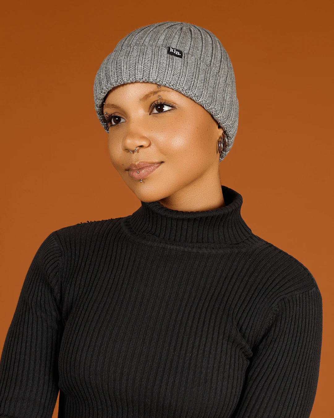 Grey Short Satin Lined Beanie