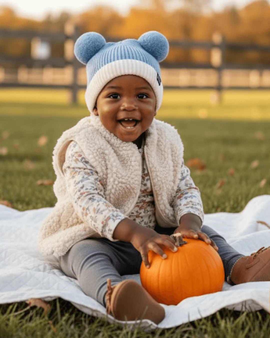 Kids Blue Satin Lined Beanie